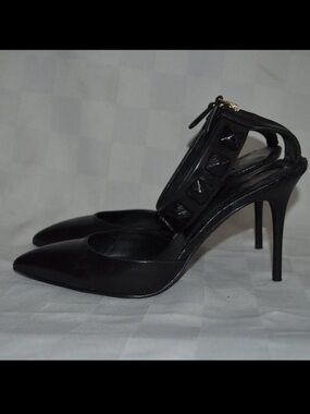 Sz 8 Brian Atwood Black Ankle Strap Heels